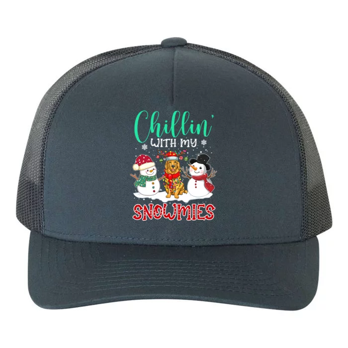 Chillin With My Snowmies Golden Santa Christmas Tree Gift Yupoong Adult 5-Panel Trucker Hat