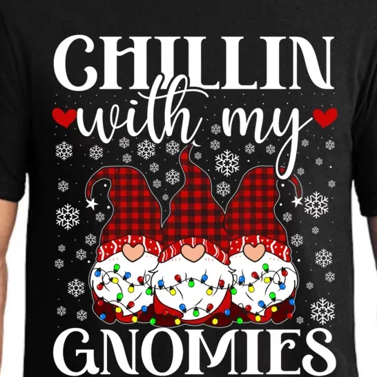 Chillin With My Gnomies Red Plaid Christmas Gnome Novelty Gift Pajama Set