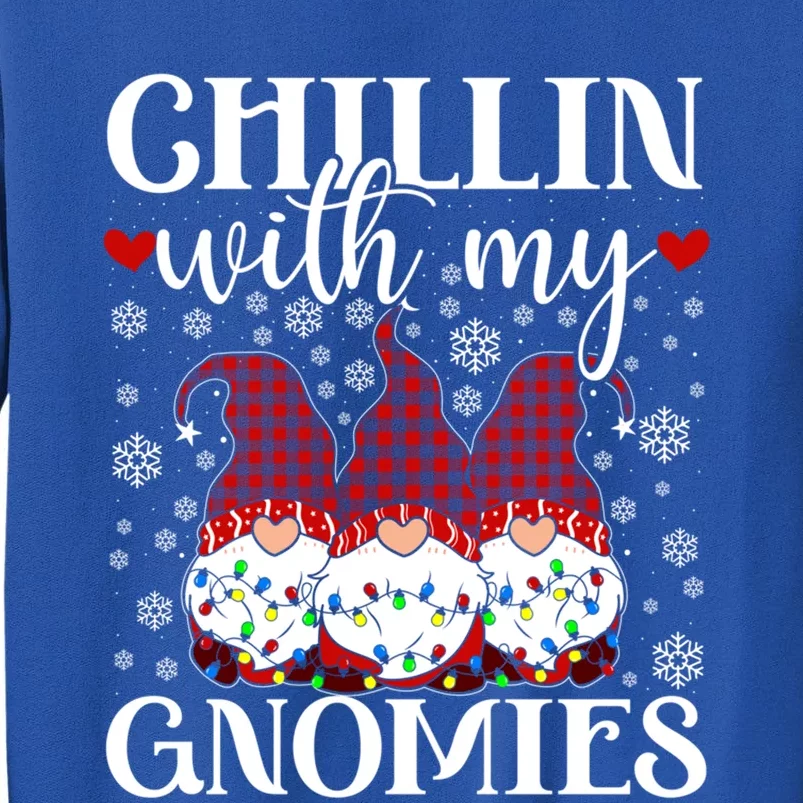 Chillin With My Gnomies Red Plaid Christmas Gnome Novelty Gift Tall Sweatshirt