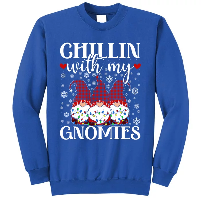 Chillin With My Gnomies Red Plaid Christmas Gnome Novelty Gift Tall Sweatshirt