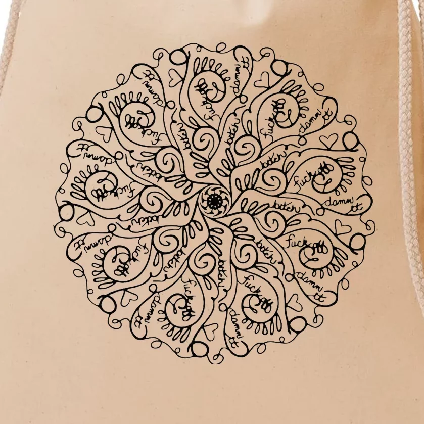 Curse Word Mandala Drawstring Bag