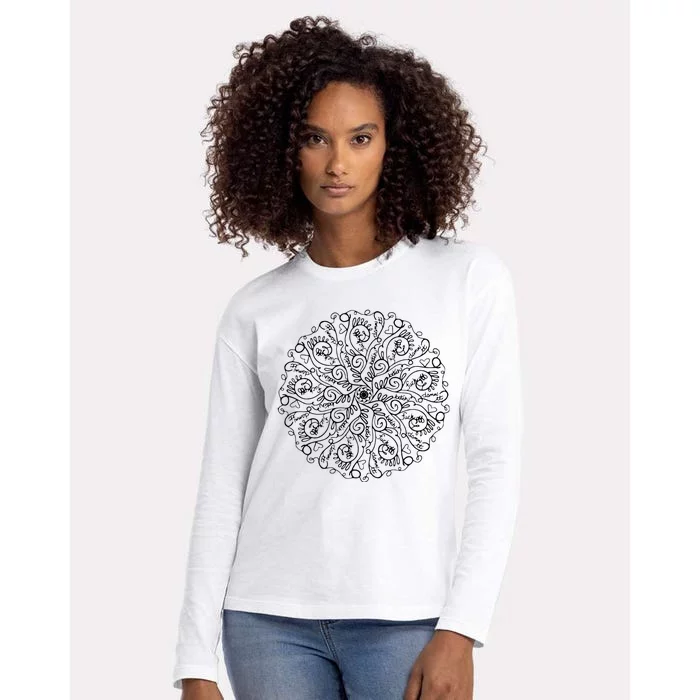 Curse Word Mandala Womens Cotton Relaxed Long Sleeve T-Shirt