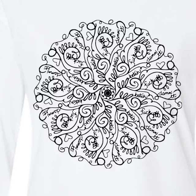 Curse Word Mandala Womens Cotton Relaxed Long Sleeve T-Shirt