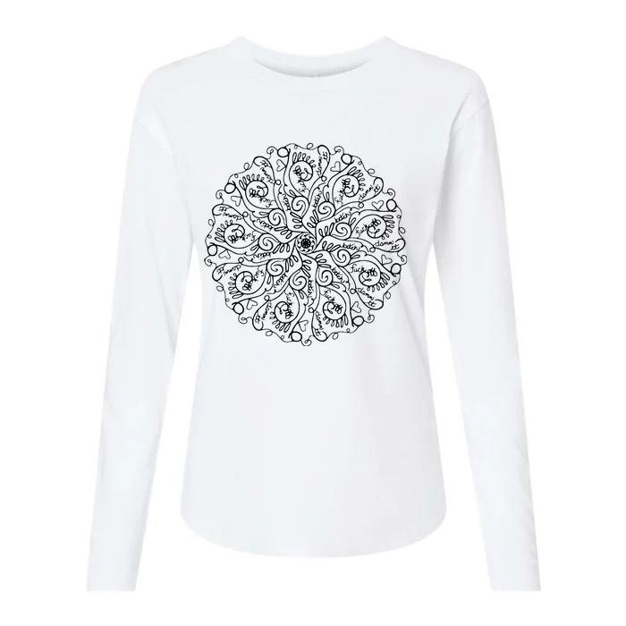 Curse Word Mandala Womens Cotton Relaxed Long Sleeve T-Shirt