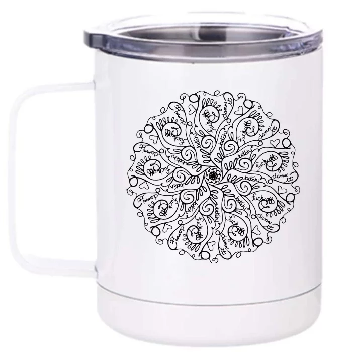 Curse Word Mandala Front & Back 12oz Stainless Steel Tumbler Cup