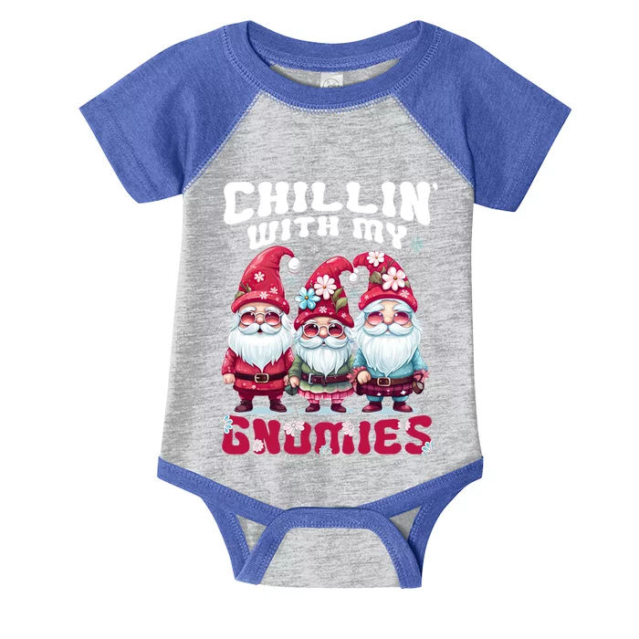 Chillin With My Gnomies Santa Claus Gnomes Groovy Christmas Gift Infant Baby Jersey Bodysuit