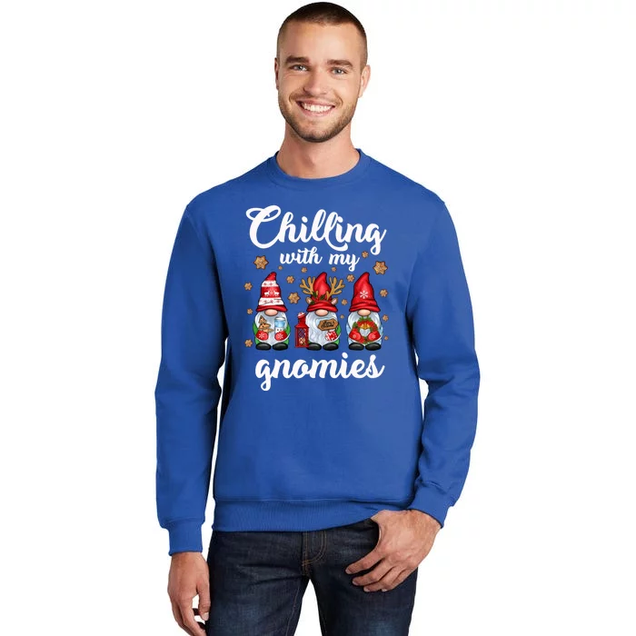 Chillin With My Gnomies Santa Claus Gnomes Groovy Christmas Cute Gift Tall Sweatshirt