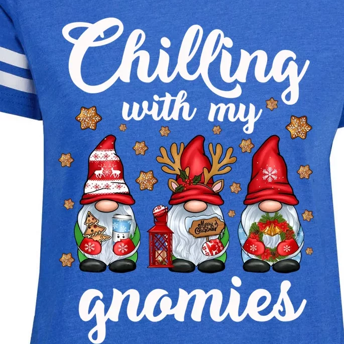 Chillin With My Gnomies Santa Claus Gnomes Groovy Christmas Cute Gift Enza Ladies Jersey Football T-Shirt