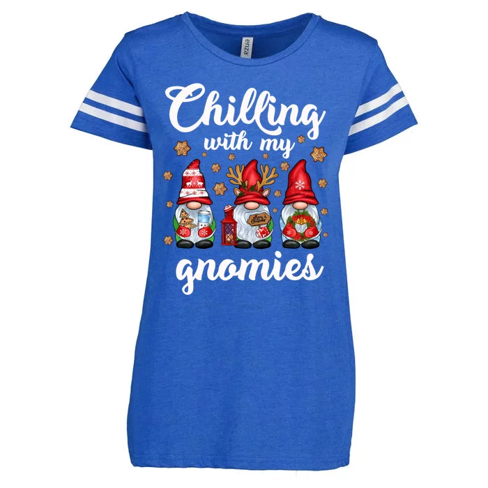 Chillin With My Gnomies Santa Claus Gnomes Groovy Christmas Cute Gift Enza Ladies Jersey Football T-Shirt