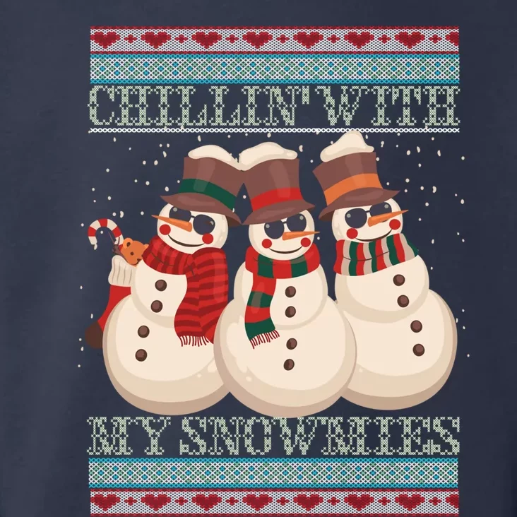 Chillin With My Snowmies Ugly Christmas Snowman Toddler Hoodie