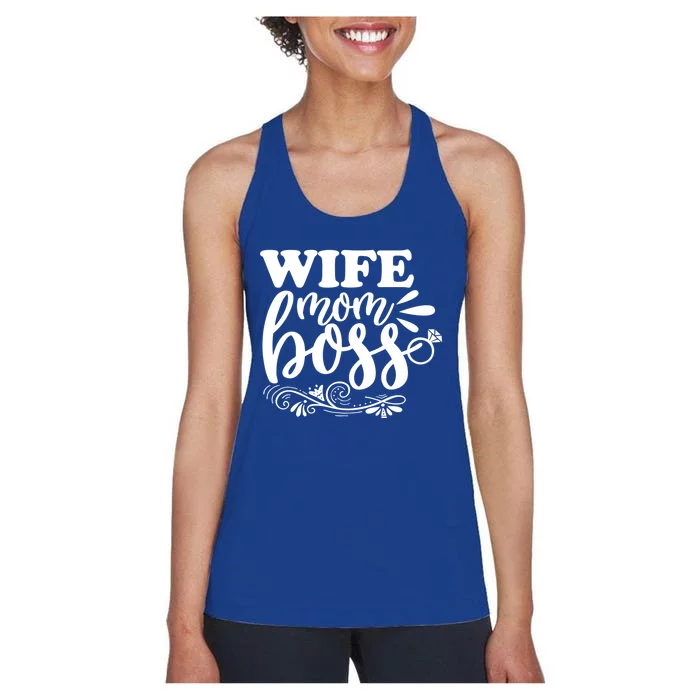 Cute Wife Mom Boss For Mothers Wives And Bosses Design Gift Women's Racerback Tank