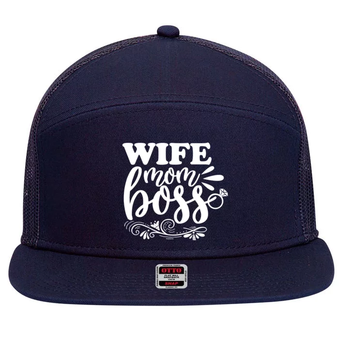 Cute Wife Mom Boss For Mothers Wives And Bosses Design Gift 7 Panel Mesh Trucker Snapback Hat