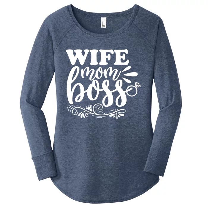 Cute Wife Mom Boss For Mothers Wives And Bosses Design Gift Women's Perfect Tri Tunic Long Sleeve Shirt