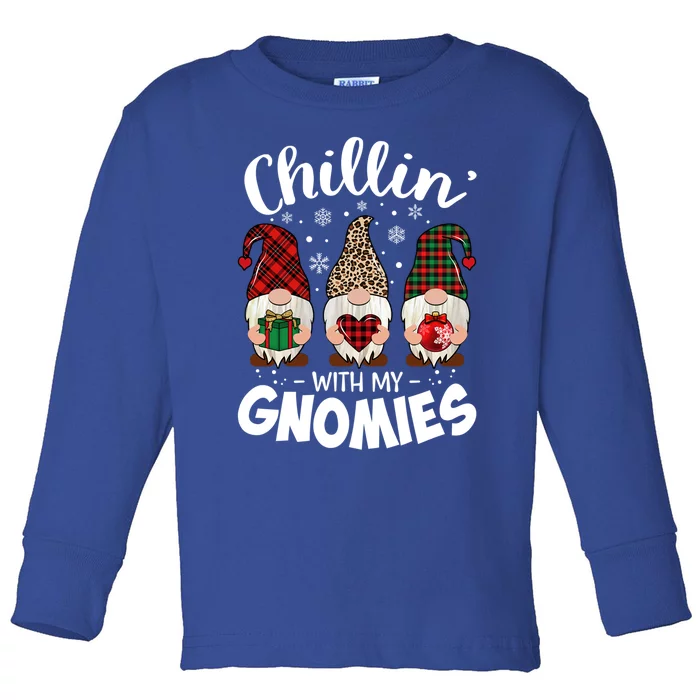 Chillin With My Gnomie Leopard Christmas Gnome Buffalo Gift Toddler Long Sleeve Shirt