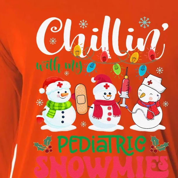 Chillin With My Pediatric Snowmies Nurse Light Christmas Cooling Performance Long Sleeve Crew