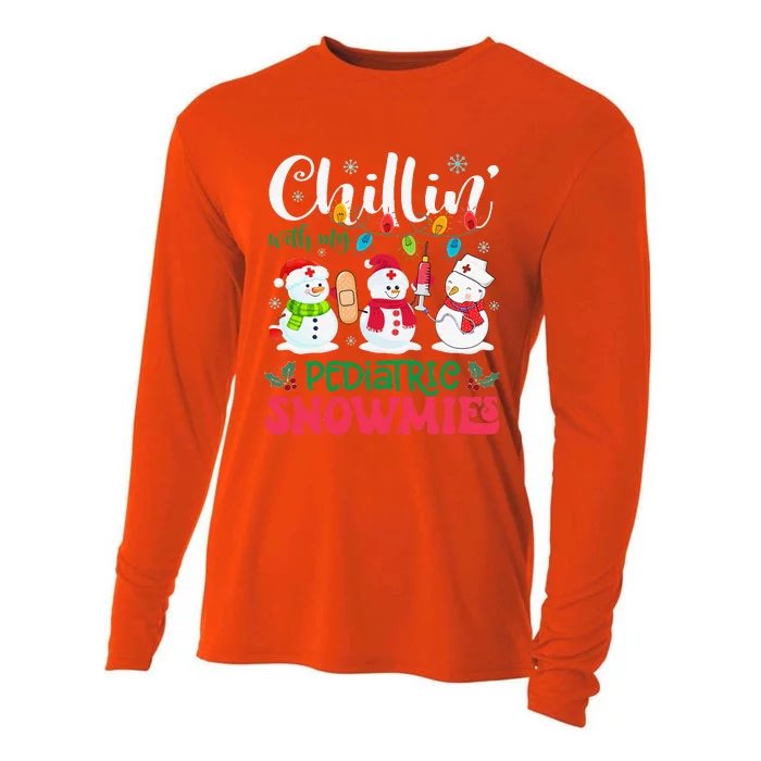 Chillin With My Pediatric Snowmies Nurse Light Christmas Cooling Performance Long Sleeve Crew