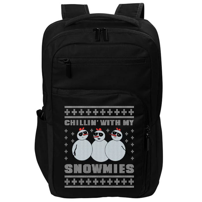 Chillin With My Snowmies Funny Snowman Homies Ugly Christmas Impact Tech Backpack