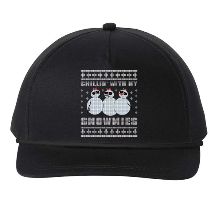 Chillin With My Snowmies Funny Snowman Homies Ugly Christmas Snapback Five-Panel Rope Hat