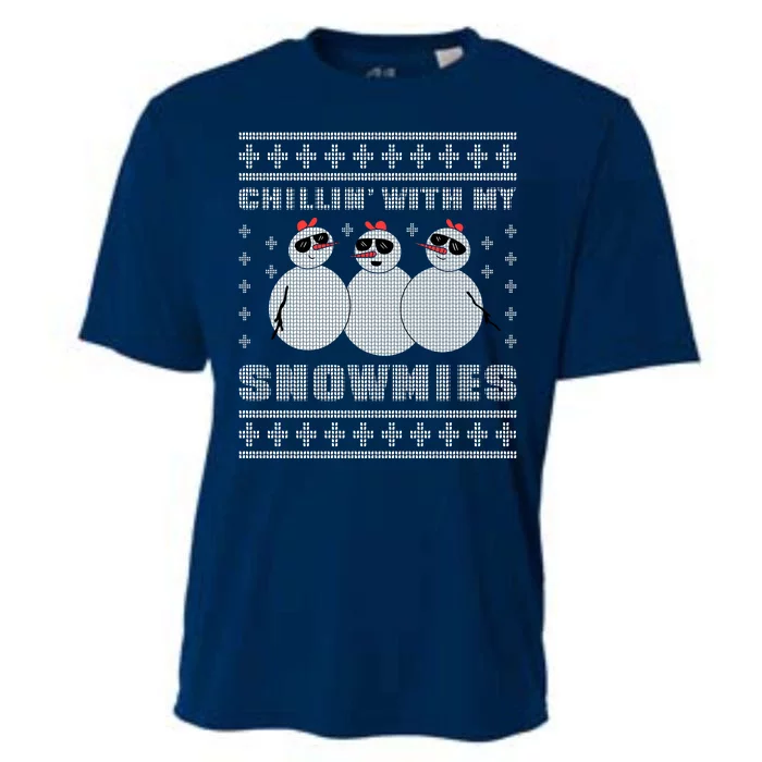 Chillin With My Snowmies Funny Snowman Homies Ugly Christmas Cooling Performance Crew T-Shirt