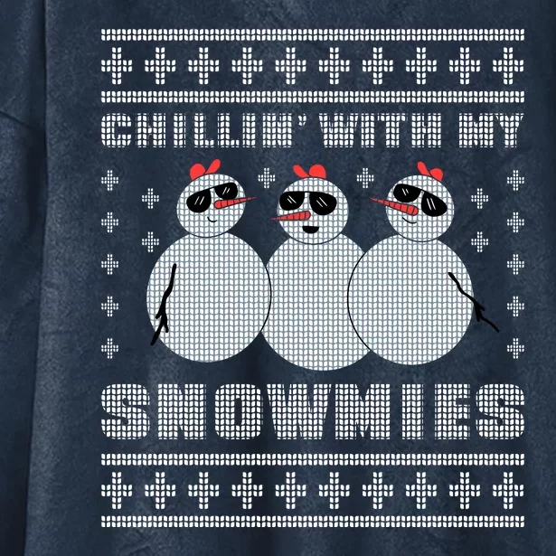 Chillin With My Snowmies Funny Snowman Homies Ugly Christmas Hooded Wearable Blanket