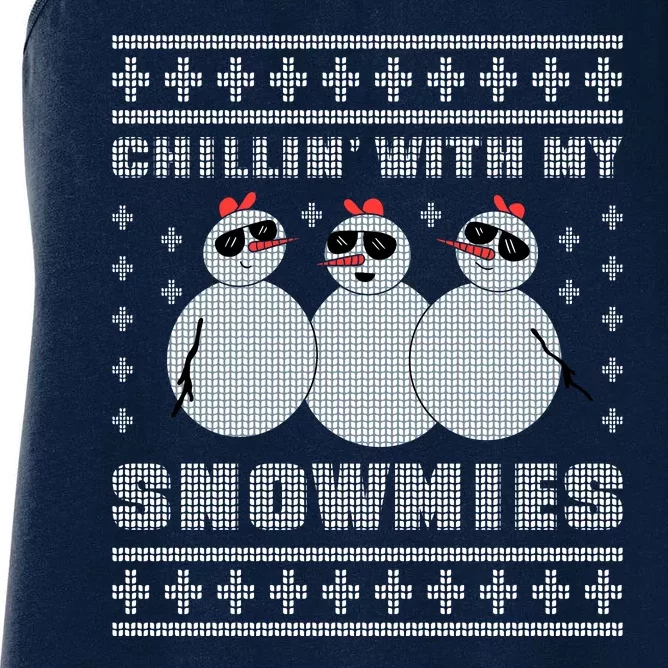 Chillin With My Snowmies Funny Snowman Homies Ugly Christmas Women's Racerback Tank