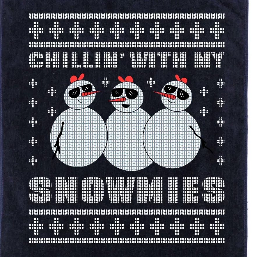 Chillin With My Snowmies Funny Snowman Homies Ugly Christmas Platinum Collection Golf Towel