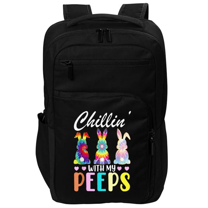 Chillin With My Peeps Tie Dye Bunny Rabbit Easter Teacher Impact Tech Backpack