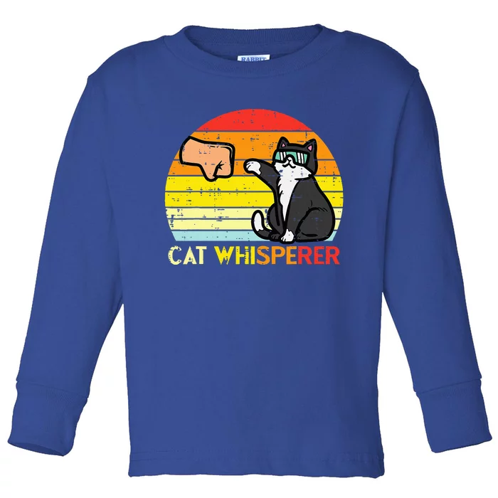 Cat Whisperer Man Paw Fist Bump Sunset Toddler Long Sleeve Shirt