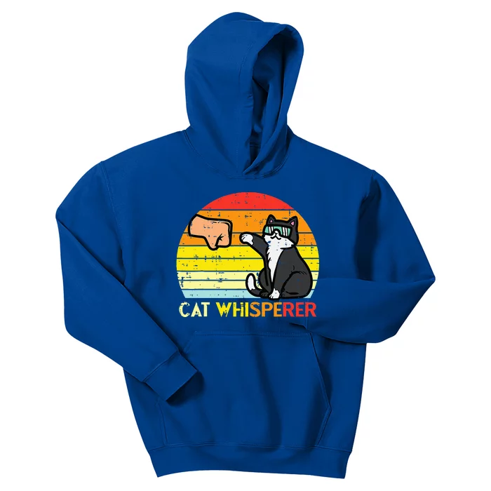 Cat Whisperer Man Paw Fist Bump Sunset Kids Hoodie