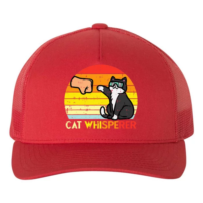 Cat Whisperer Man Paw Fist Bump Sunset Yupoong Adult 5-Panel Trucker Hat