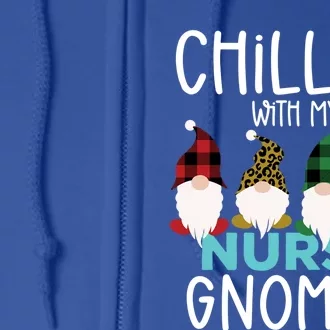 Chillin With My Nurse Gnomies Christmas Plaid Gnomes Gift Full Zip Hoodie