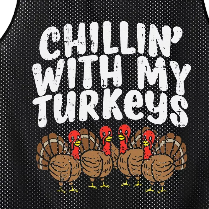 Chillin With My Turkeys Thanksgiving Family Mesh Reversible Basketball Jersey Tank