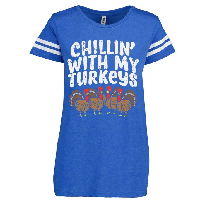 Chillin With My Turkeys Thanksgiving Family Enza Ladies Jersey Football T-Shirt