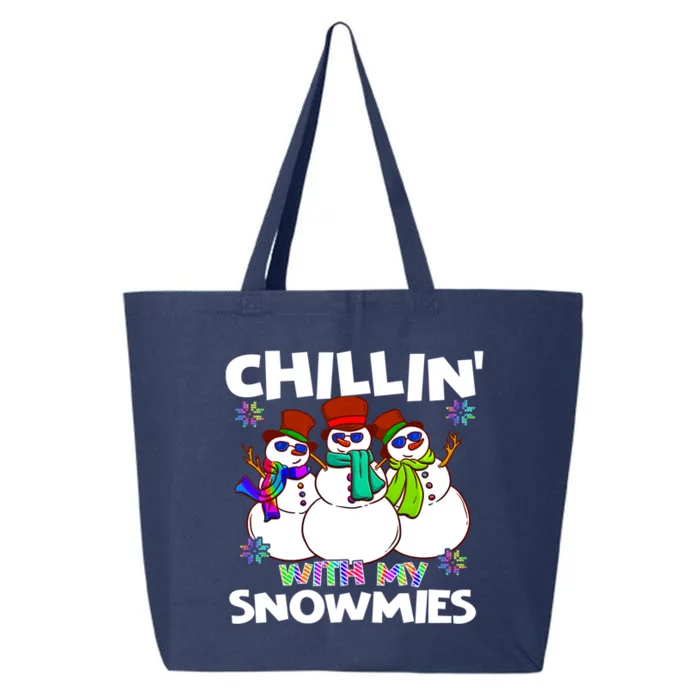 Chillin With My Snowmies Cute Rainbow Colors And Snow Gift 25L Jumbo Tote