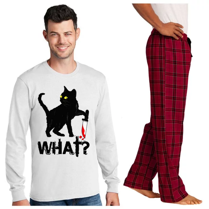 Cat What Murderous Black Cat With Knife Halloween Long Sleeve Pajama Set