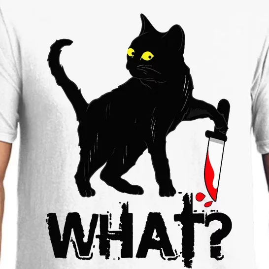 Cat What Murderous Black Cat With Knife Halloween Pajama Set