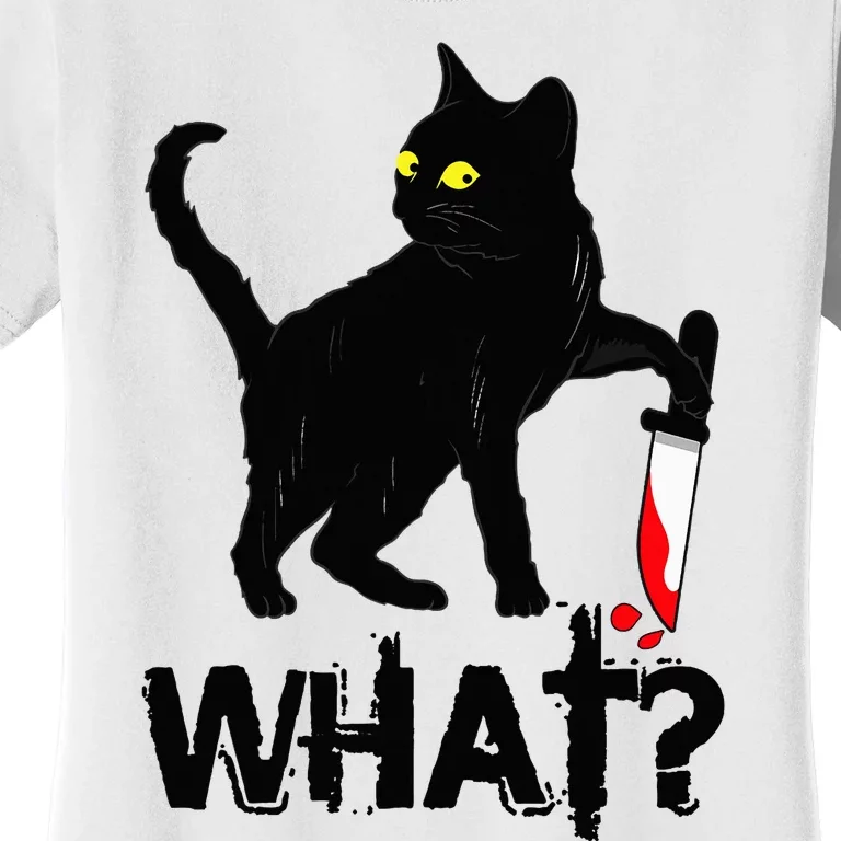 Cat What Murderous Black Cat With Knife Halloween Women's T-Shirt