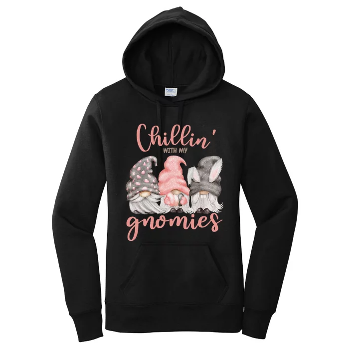 Chillin With My Gnomies Easter Gnome Bunny Ears Hunting Women's Pullover Hoodie