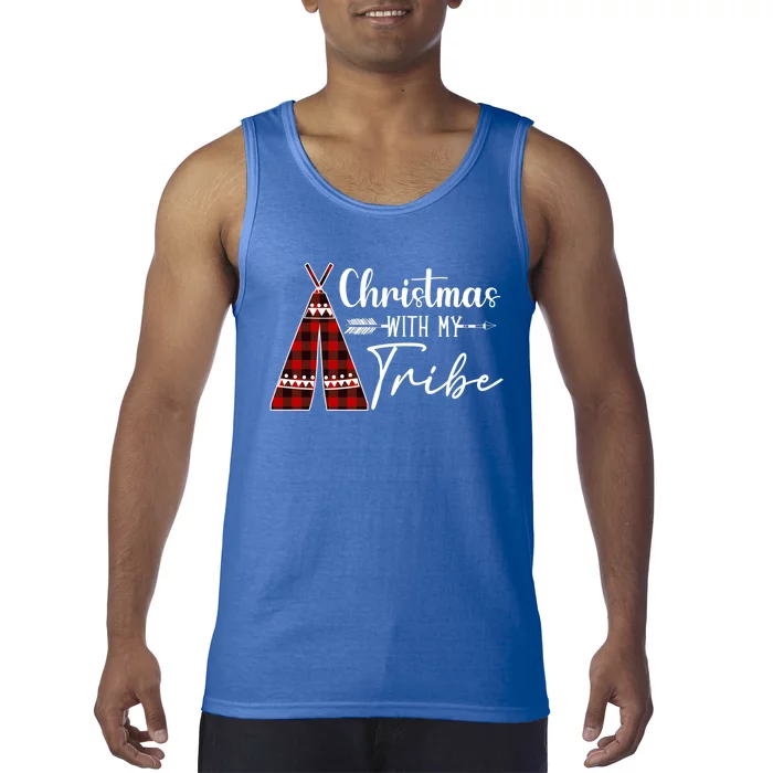 Christmas With My Tribe Buffalo Plaid Matching Family Great Gift Tank Top