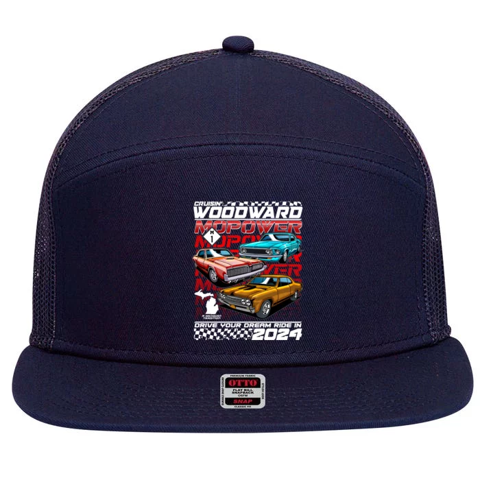 Cruisin Woodward Mopower Drive Your Dream Ride In 2024 7 Panel Mesh Trucker Snapback Hat