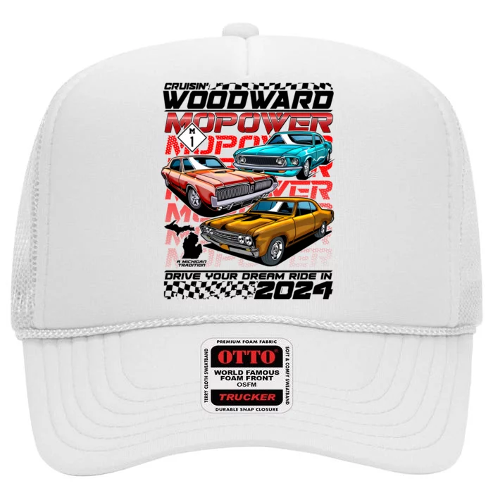 Cruisin Woodward Mopower Drive Your Dream Ride In 2024 High Crown Mesh Trucker Hat