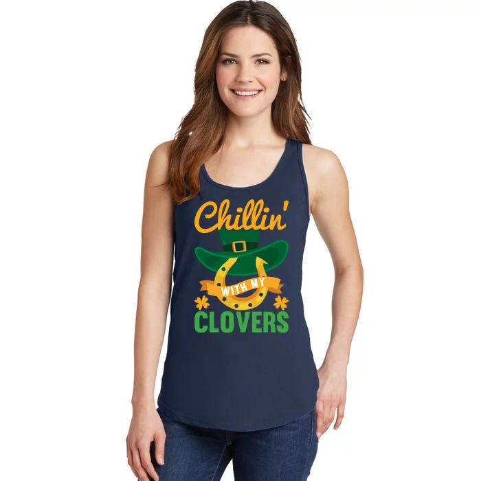 Chillin' With My Clovers Funny St Patricks Day Ladies Essential Tank