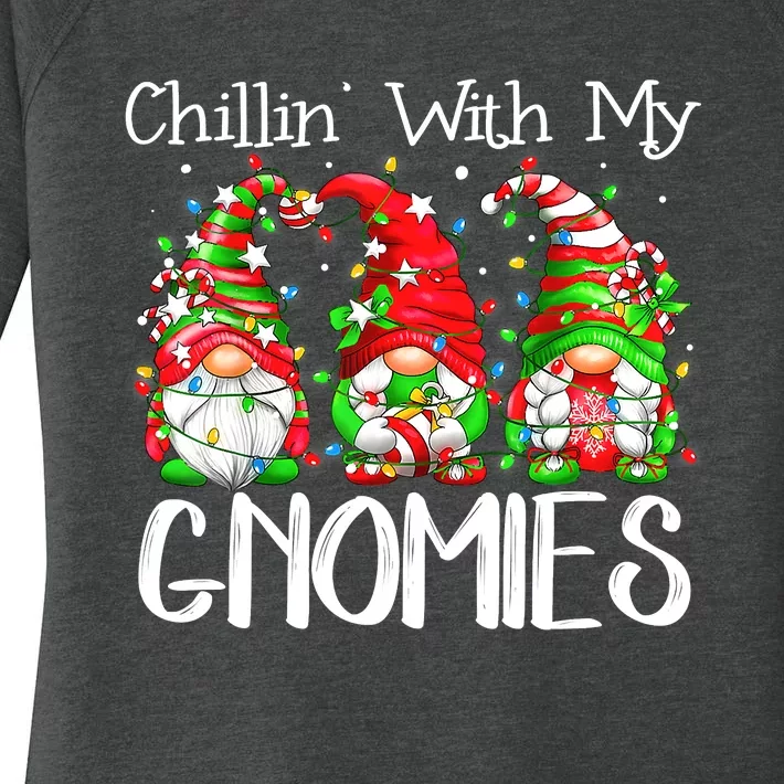 Chillin With My Gnomies Funny Gnome Christmas Pamajas Family Women's Perfect Tri Tunic Long Sleeve Shirt