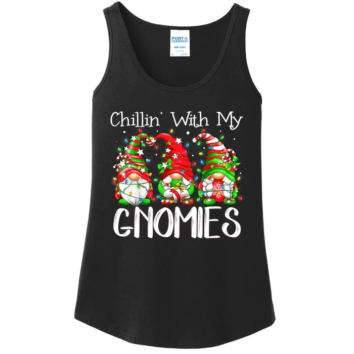 Chillin With My Gnomies Funny Gnome Christmas Pamajas Family Ladies Essential Tank