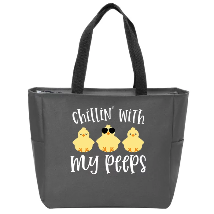 Chillin With My Peeps Cute Zip Tote Bag