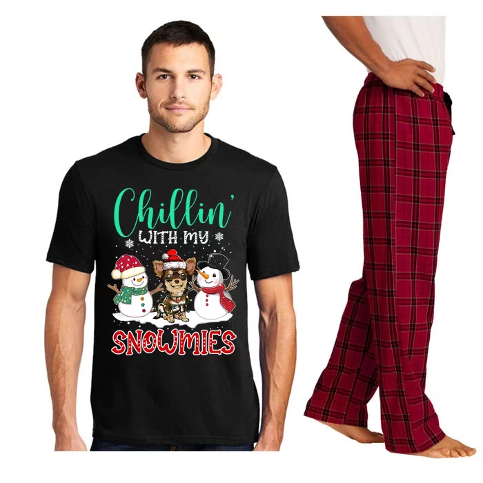 Chillin With My Snowmies Chihuahua Santa Christmas Tree Gift Pajama Set