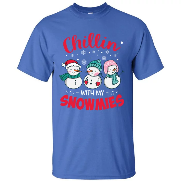 Chillin With My Snowmie Christmas Snow Teacher Snow Crew Neck Gift Gift Tall T-Shirt