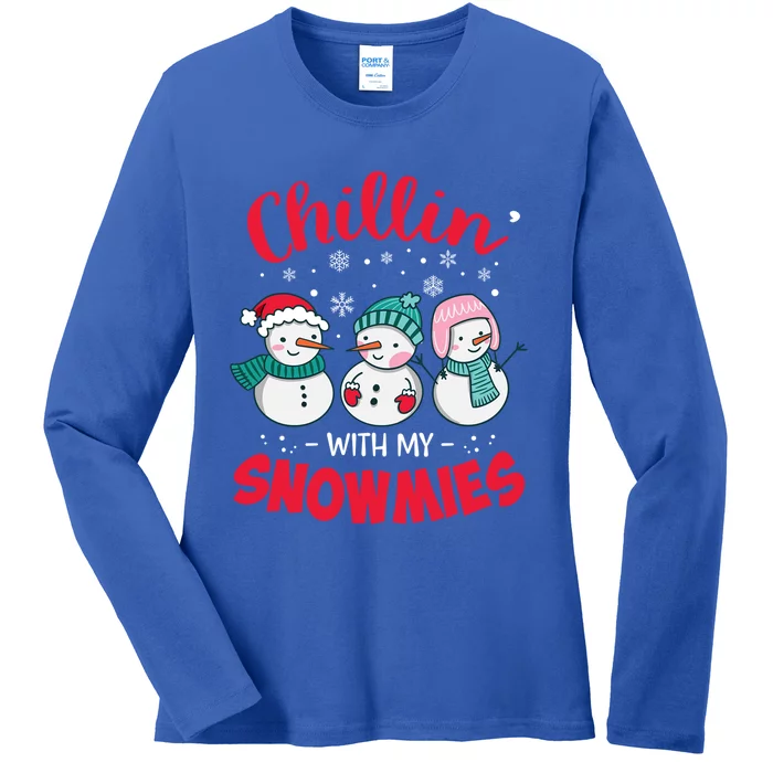 Chillin With My Snowmie Christmas Snow Teacher Snow Crew Neck Gift Gift Ladies Long Sleeve Shirt