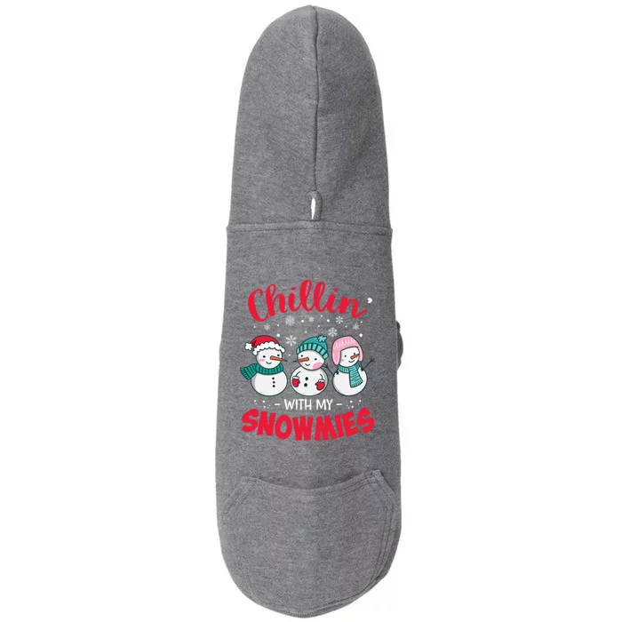 Chillin With My Snowmie Christmas Snow Teacher Snow Crew Neck Gift Gift Doggie 3-End Fleece Hoodie