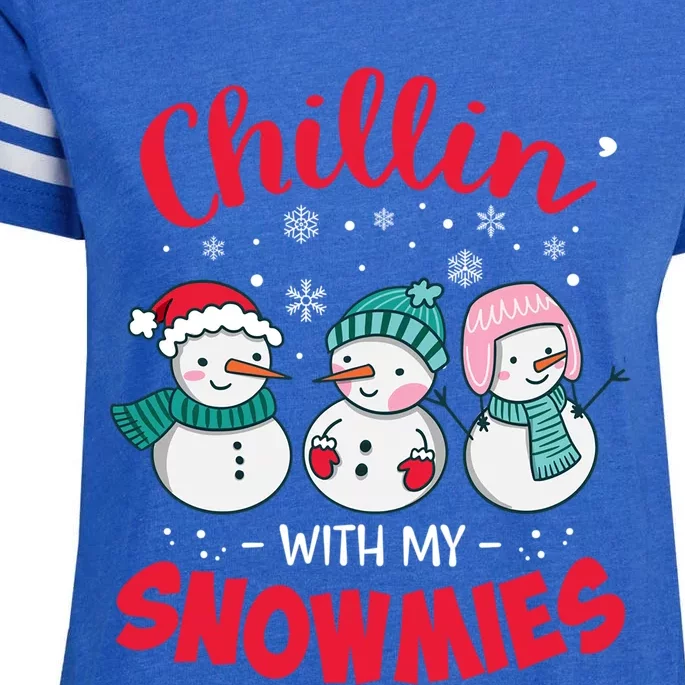 Chillin With My Snowmie Christmas Snow Teacher Snow Crew Neck Gift Gift Enza Ladies Jersey Football T-Shirt